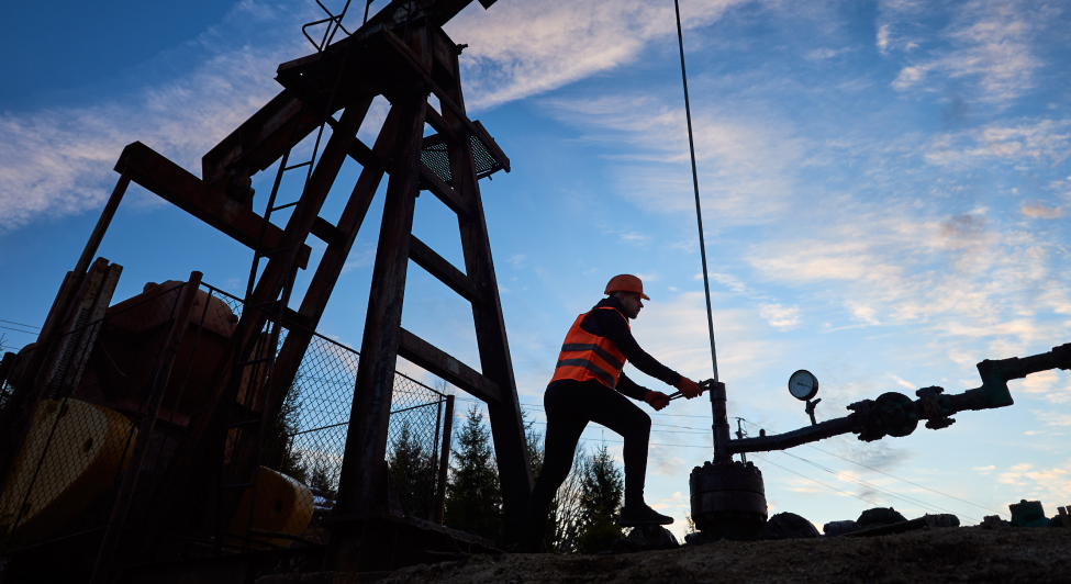 oil rig worker in the field