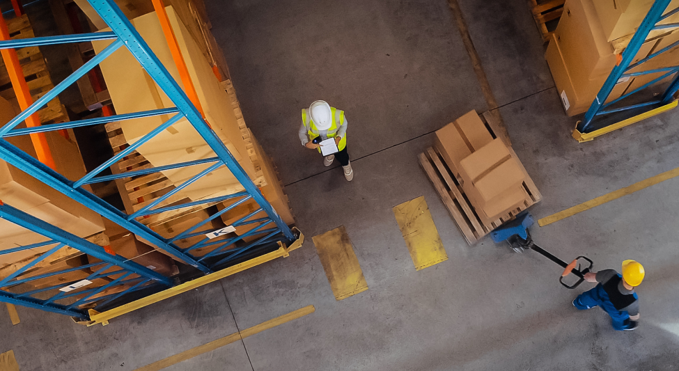 warehouse worker moving boxes